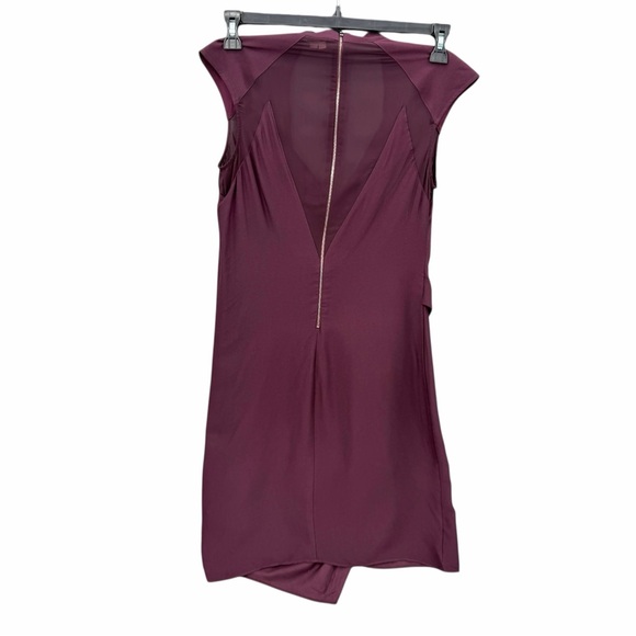 Helmut Lang Molten Drape Twist Front Dress Plum Burgundy Asymmetrical Cocktail 2 - Picture 5 of 16